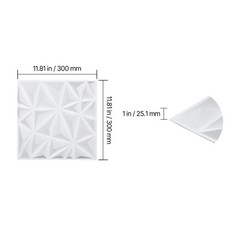 33 Pack 3D Diamond Wall Panels, 11.81 x 11.81 in PVC, 32 Sq Ft, Matte White for