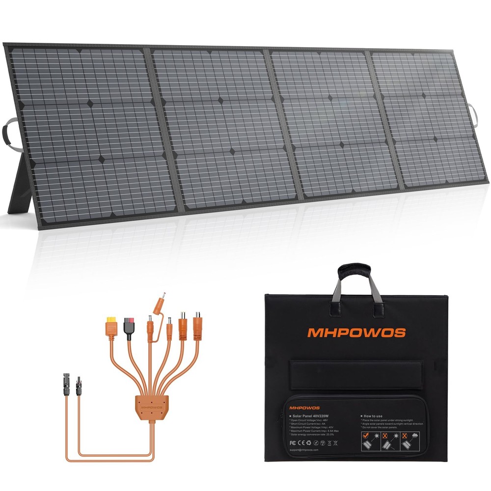Portable Solar Panel 220W 40V Monocrystalline Foldable Solar Panels Charger P…