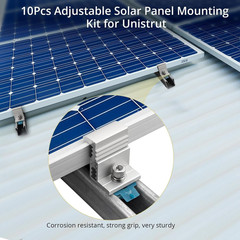 10Pcs Adjustable Solar Panel End Clamp for Unistrut, 30-50Mm Aluminum
