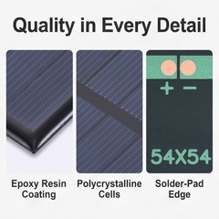 2Pcs 2V 0.26W 130mA Mini Polycrystalline Solar Panel 2.1×2.1″/54x54mm