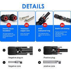 5~20 pairs Male Female Wire Cable Connector Set Solar Panel 30A Waterproof
