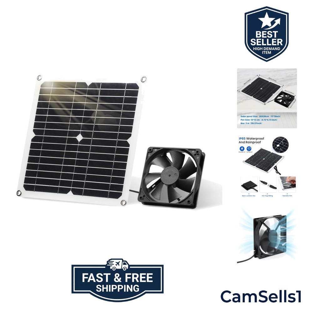 Solar Panel Fan Kit, 12W Weatherproof Solar Panel with DC Fan for Small Chick…