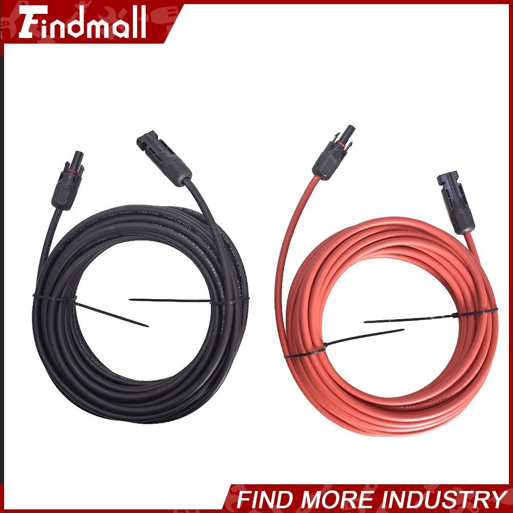 Findmall 1 Pair 10AWG 25 Feet Solar Panel Extension Cable Wire Connector
