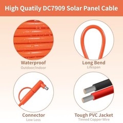 Solar Connector to DC 8mm Adapter Cable 12AWG + 14AWG Tinned Copper Wire 20FT