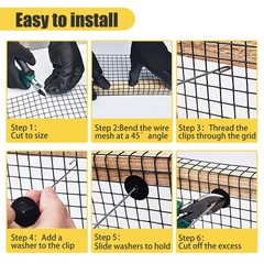 Solar Panel Bird Mesh Clips, 50 Set Aluminum J-Hook & Washer
