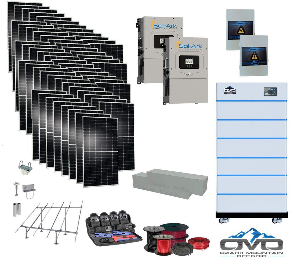 30KW Complete Offgrid Solar Kit – 15K Sol-Ark Inverter + 30.72KW OMO Stack Lithi