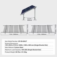2-Set Solar Panel Mounting Brackets 30°-60° Adjustable Multi-Pieces Solar Panel