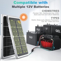 10W 12V Solar Battery Charger Maintainer, Built-in Smart MPPT Charge Controll…