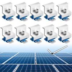 Solar Panel End Clamp Kit 10pcs 30mm 35mm Aluminum Silver Unistrut