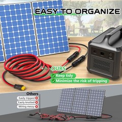 30FT 10AWG XT60 Solar Charging Extension Cable Adapter for RV Power Station