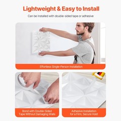 33 Pack 3D Diamond Wall Panels, 11.81 x 11.81 in PVC, 32 Sq Ft, Matte White for