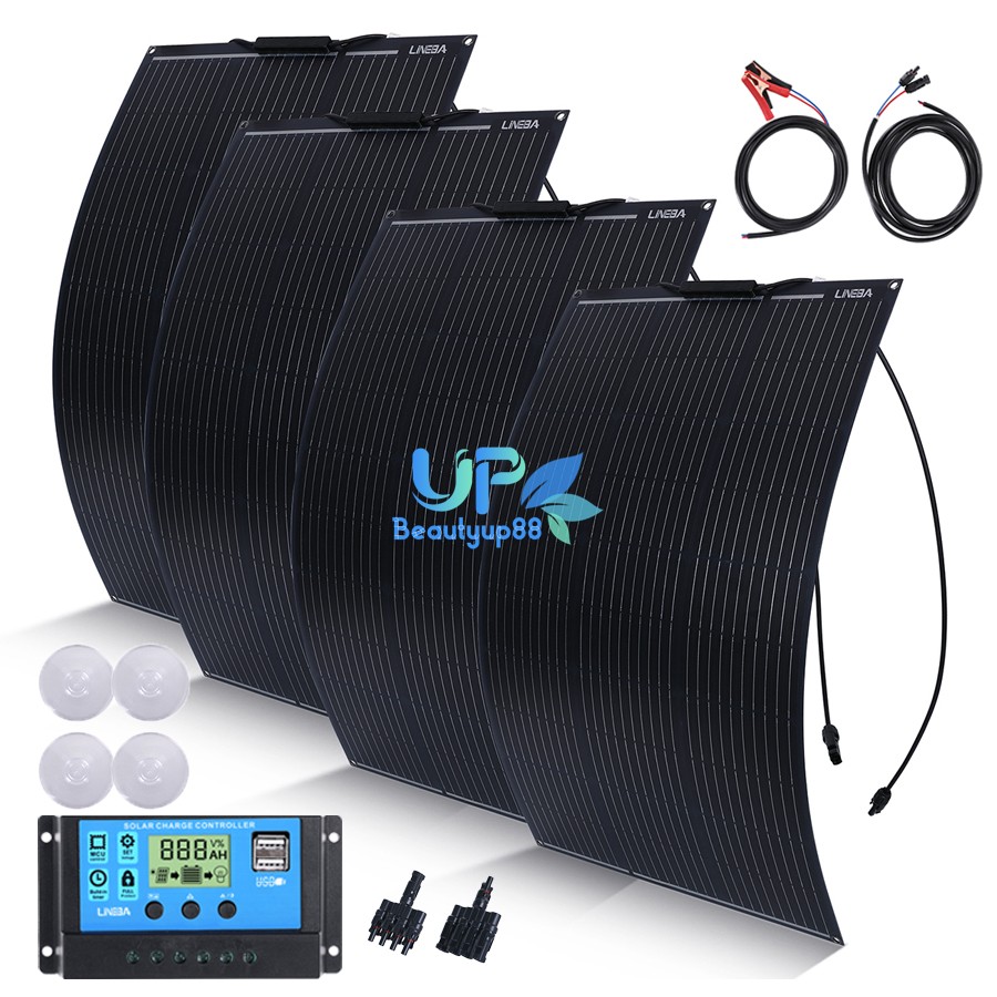 400W 200W Flexible Solar Panel w/ PWM Controller for Home Camping RV Boat Marine