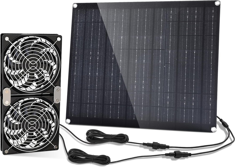 Solar Panel Fan kit, 30W Solar Powered Fan with Dual IPX7 Waterproof Fans for…