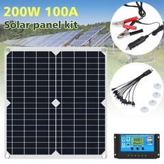 12V Solar Panel Kit 200W Battery Charger 20-100A Controller For Car/Boat/Van