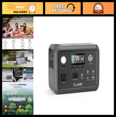 Portable Power Station 300W Peak 600W, 256Wh LiFePO4 Battery, Solar Generator, 6