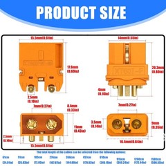 Male XT60 to Male XT60 Connectors Cable Connection Line 12AWG Converters Cord