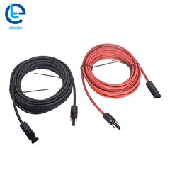 1 Pair 25 Feet 10AWG Red + Black Solar Panel Extension Cable Wire Connector