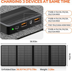 Portable Power Station with Foldable 40W Solar Panel, 100W Solar Powered Generat