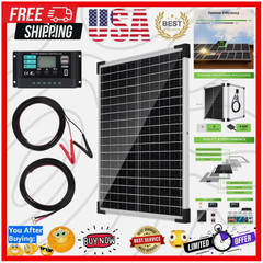 12V Solar Panel Kit with 10A Charge Controller & Battery Clips for RVs and Boats