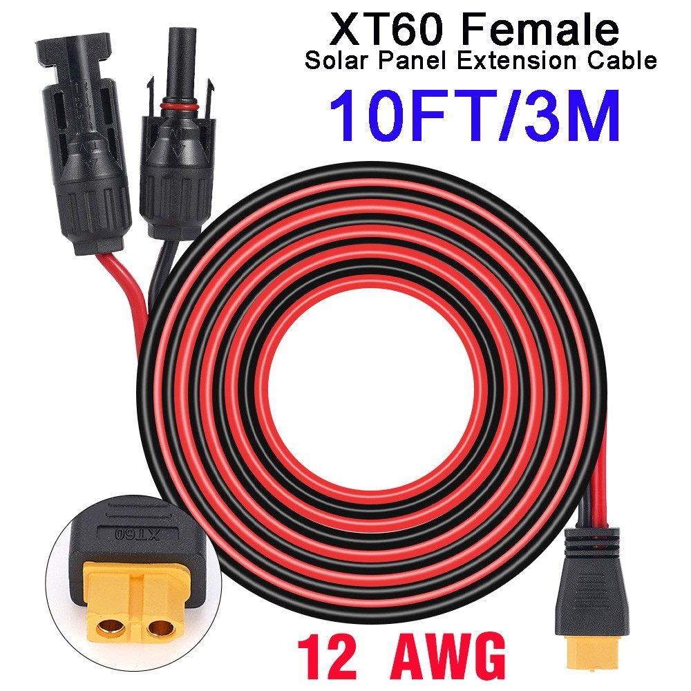 10FT XT60 to Solar Panel Connector Extension Adapter Cable Solar Charging Cable