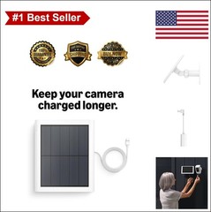 Solar Panel 4W USB-C Outdoor Camera Charger 360 Degree Adjustable Mount 6.5ft