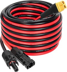 25FT Solar to XT60 Cable Heavy Duty 10AWG Male to Female Waterproof Connection