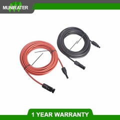 Solar Panel Extension Cable Wire Connector 12AWG 1 Pair 30 FT Black + Red