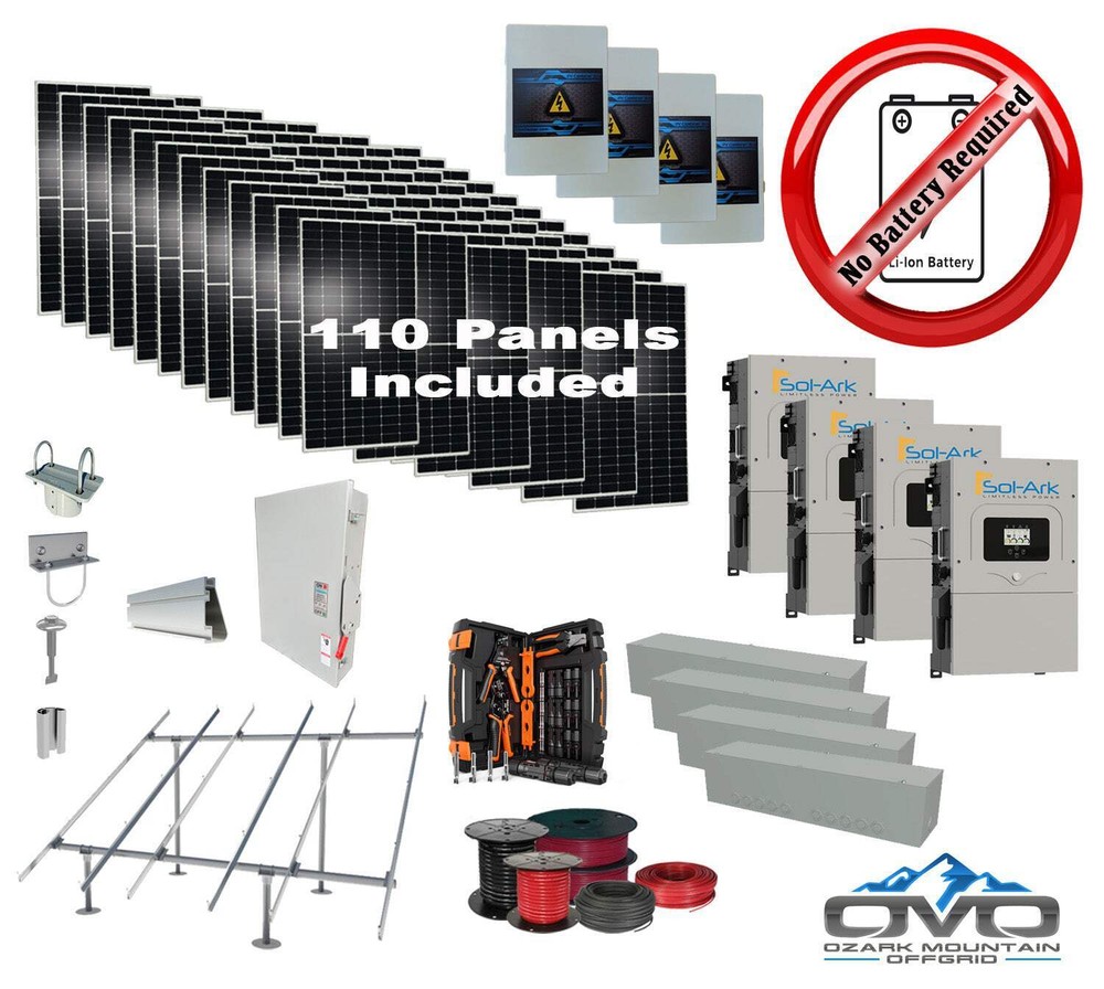 60KW Complete Offgrid Solar Kit + 4x 15K Sol-Ark Inverter +60.5KW Solar with Gro