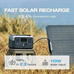 Portable Power Station 600W Fast AC Solar Generator Lightweight Outdoor Supply
