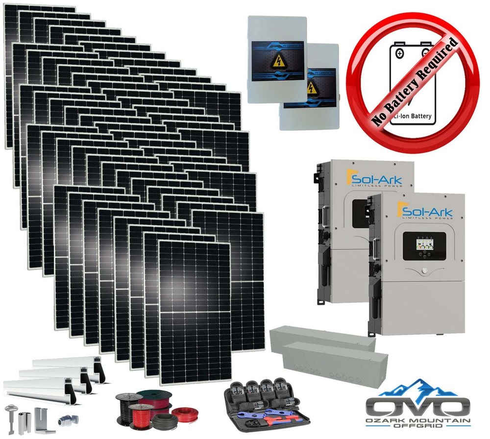 30KW Complete Offgrid Solar Kit + 2x 15K Sol-Ark Inverter +30.8KW Solar with Mou