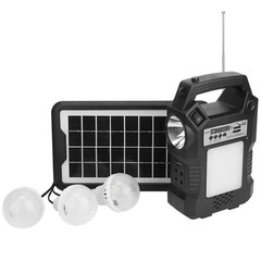 Portable Solar Power Station Rechargeable Backup Power Bank w/Flashlight 3 Light