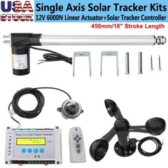 Single Axis Solar Panel Tracker W/ Anemometer W/ 18″ 6000N Linear Actuator Kits