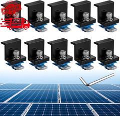 10-Pack Solar Panel End Clamps for Unistrut, Aluminum Mounting Kit, Black