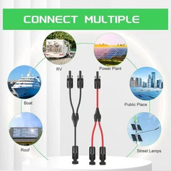 6Pcs Mc4 Y Connectors, Solar Y Branch Connectors Extra Long Solar Panel Parallel
