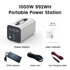 1024Wh Camping Portable Power Station 1000W (Peak 2000W) Lifepo4 Battery