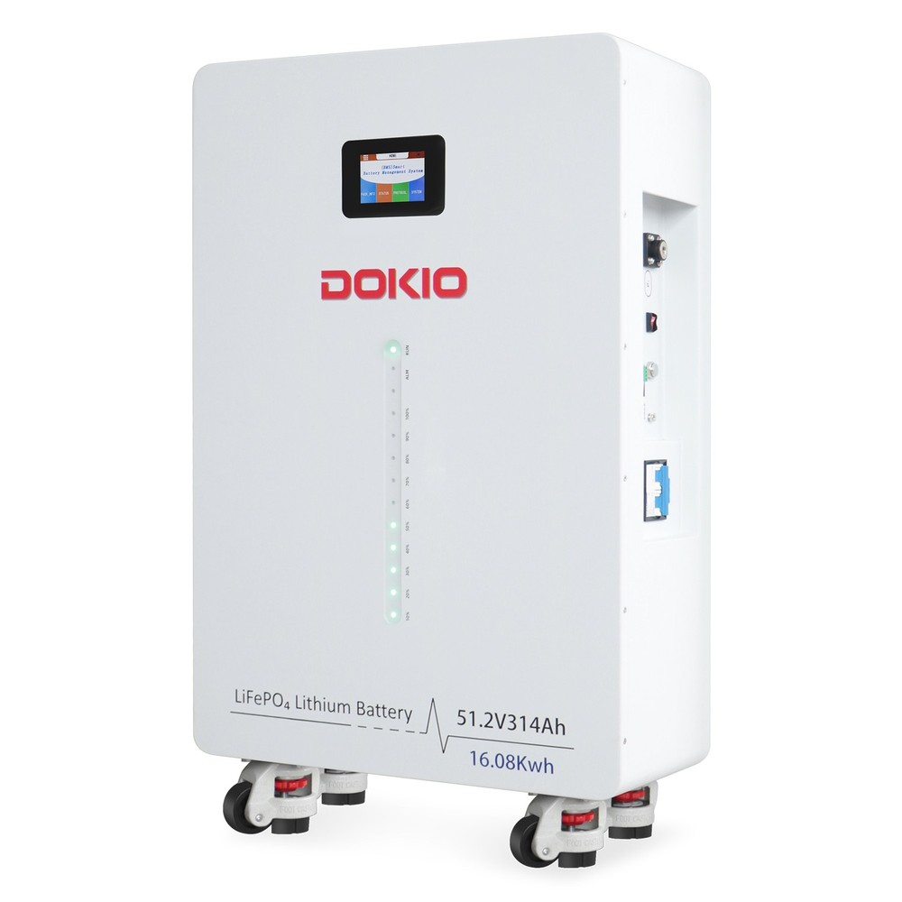DOKIO 51.2V 314Ah LiFePO4 Lithium Battery Vertical Standing Home Solar Backup