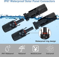 12PCS Solar Panel Connectors MC4 Male Female Waterproof 1000V 30A