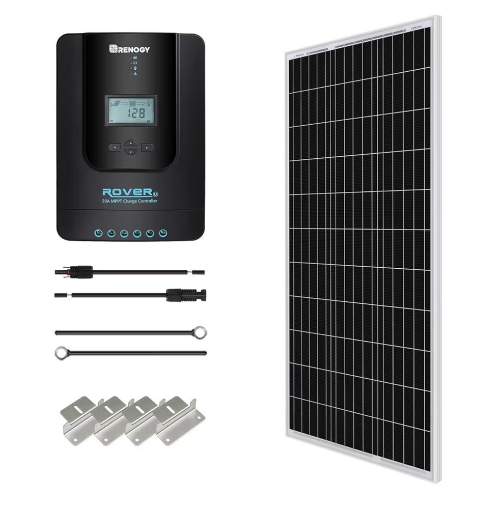 Renogy 100W 12V Solar Panel Starter Kit: 100 Watt Monocrystalline Solar Panel