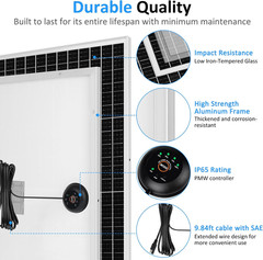 50W Monocrystalline Solar Panel Kit for RV, Marine, and Off-Grid Use