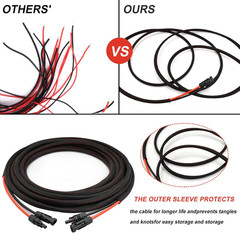 20FT 10AWG Solar Extension Cable 4 Pairs IP67 Male Female Connectors