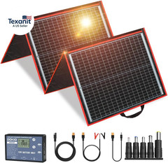 150W Portable Foldable Solar Panel Kit, Compact 21X20In Design 7.3Lb with Standa