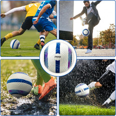 Official Match Soccer Ball Size 5 – Waterproof PU Leather, Includes Pump & Needl