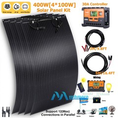 Flexible 200W 400W Ultra Thin Mono Solar Panel Kit 18V for RV Camping Off-Grid