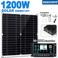 1200W Solar Panel Kit 10A-100A 12V Battery Charge Controller RV Caravan Boat