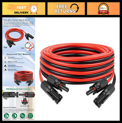 10FT Solar Extension Cable 10AWG Tinned Copper PV Wire with Connectors for RV, M