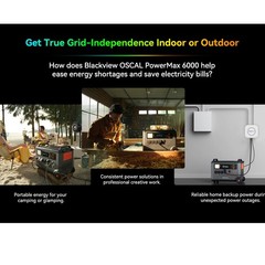 Blackview OSCAL PowerMax 6000 3600Wh LiFePO4 Solar Generator 6000W + 400W Panel