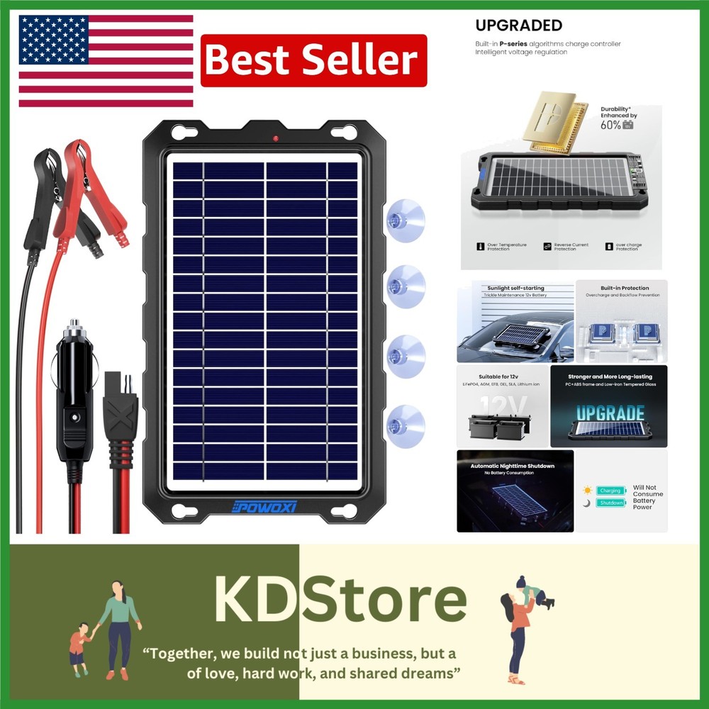 Upgraded 7.5W Portable Solar Charger – Safe and Efficient for 12V Batteries
