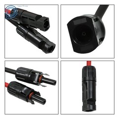 10 AWG Solar Panel Extension Cable Wire Connector 1 Pair 5ft Black + Red