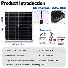 6000W Solar Power System 100A MPPT Controller 300W Panel 12V to 110V/220V