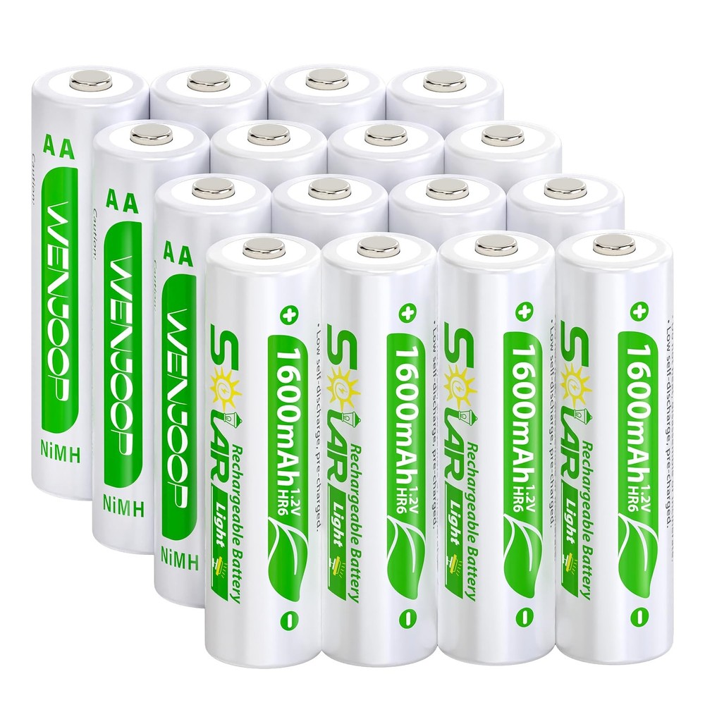 16 Pack AA Rechargeable Batteries for Solar Lights